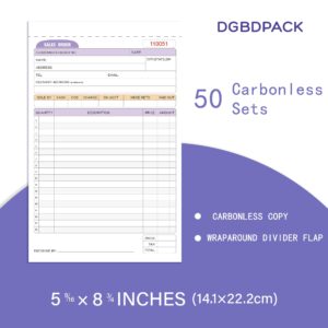 DGBDPACK Sales Order Book 1 Pack, 2 Part Carbonless Invoices, White/Canary, 5-9/16 x 8-3/4 Inches, Receipt Book 50 Units per Book