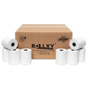 3-1/8 x 230 thermal paper compatible with star ct-s300 tsp 100 bpa free 50 rolls by rollxy (50gm thickness)