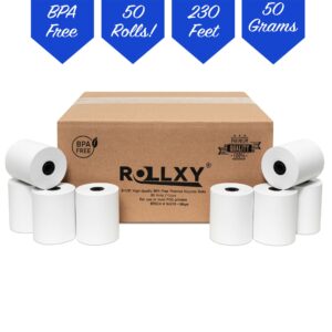 3-1/8 X 230 Thermal Paper Compatible with Star CT-S300 Tsp 100 BPA Free 50 rolls by Rollxy (50gm Thickness)