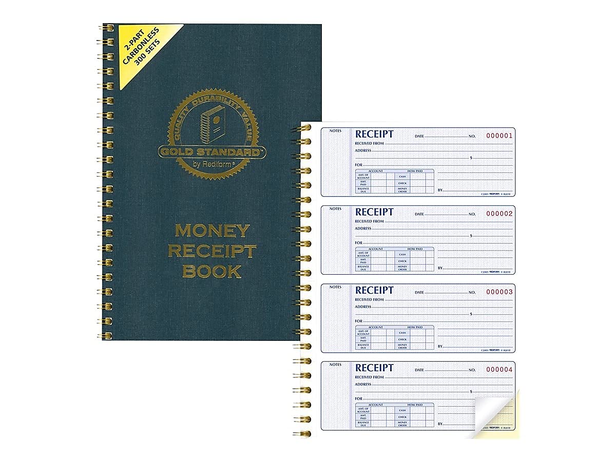 Rediform 8L810 Money Receipt Book 7 x 2 3/4 Carbonless Duplicate Twin Wire 300 Sets/Book