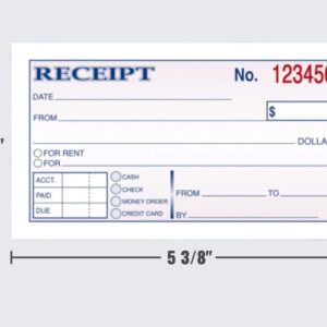 1InTheOffice Money and Rent Receipt, 2-3/4 x 5-3/8 Inches, 2-Parts, Carbonless, White/Canary, 50 Sets per Book (4 Books)