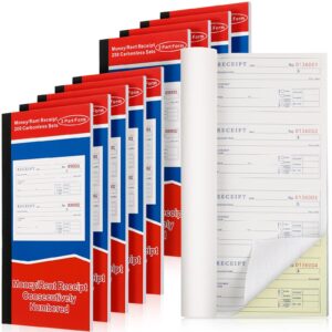 Crtiin 10 Pads Money and Rent Receipt Book Bound Cover 2 Part Carbonless Receipt Book with Carbonless Copies Receipt Log Book 200 Sets Per Book 4 Receipts Per Page (5.25 x 11 inches/ 13.3 x 27.9 cm)