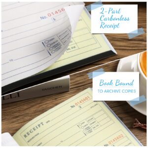 Crtiin 10 Pads Money and Rent Receipt Book Bound Cover 2 Part Carbonless Receipt Book with Carbonless Copies Receipt Log Book 200 Sets Per Book 4 Receipts Per Page (5.25 x 11 inches/ 13.3 x 27.9 cm)