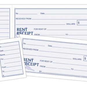 Adams Rent Receipt Book, 1-Part with Tear-Off Stub, 2-3/4 x 7-15/16 Inches, 50 Receipts per Book (9651ABF)