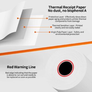 MBLABEL 2 1/4''x 85' Thermal Receipt Paper Rolls, POS Cash Register Paper Roll (5 Rolls)