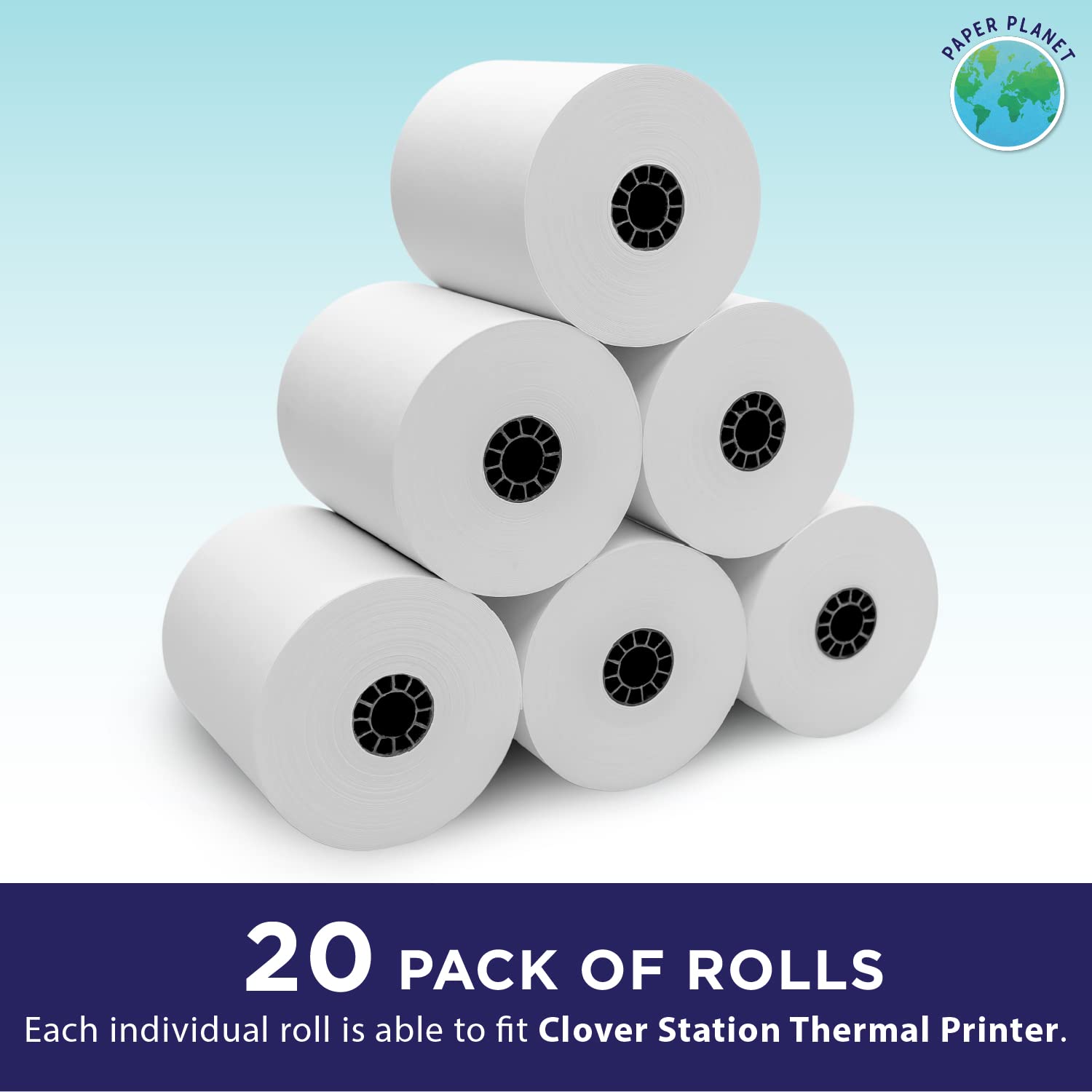 Thermal Paper for Clover POS (Clover Station Thermal Printer) by Paper Planet | Credit Card Receipt Paper Rolls for Clover C500 C501 C503 C100 P100 | 20 Rolls