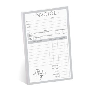 Chic 2-Part Carbonless Invoice Form Pad / 50 Sheets Per Pad / 5.5" x 8.5" Carbon Copy Purchase Sales Receipt Book