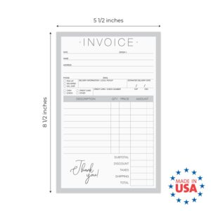 Chic 2-Part Carbonless Invoice Form Pad / 50 Sheets Per Pad / 5.5" x 8.5" Carbon Copy Purchase Sales Receipt Book