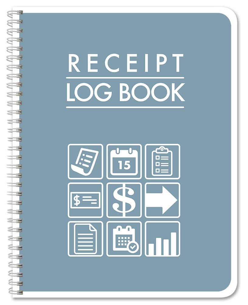 BookFactory Receipt Log Book/Business Purchase and Returns Tracking Journal - 100 Pages, 8.5" x 11", Wire-O (LOG-100-7CW-PP(Receipt-Log)-BX)