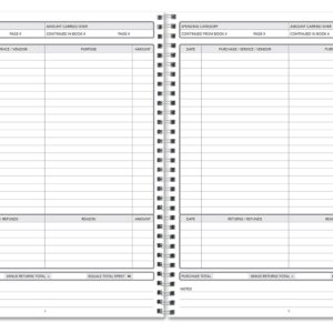 BookFactory Receipt Log Book/Business Purchase and Returns Tracking Journal - 100 Pages, 8.5" x 11", Wire-O (LOG-100-7CW-PP(Receipt-Log)-BX)