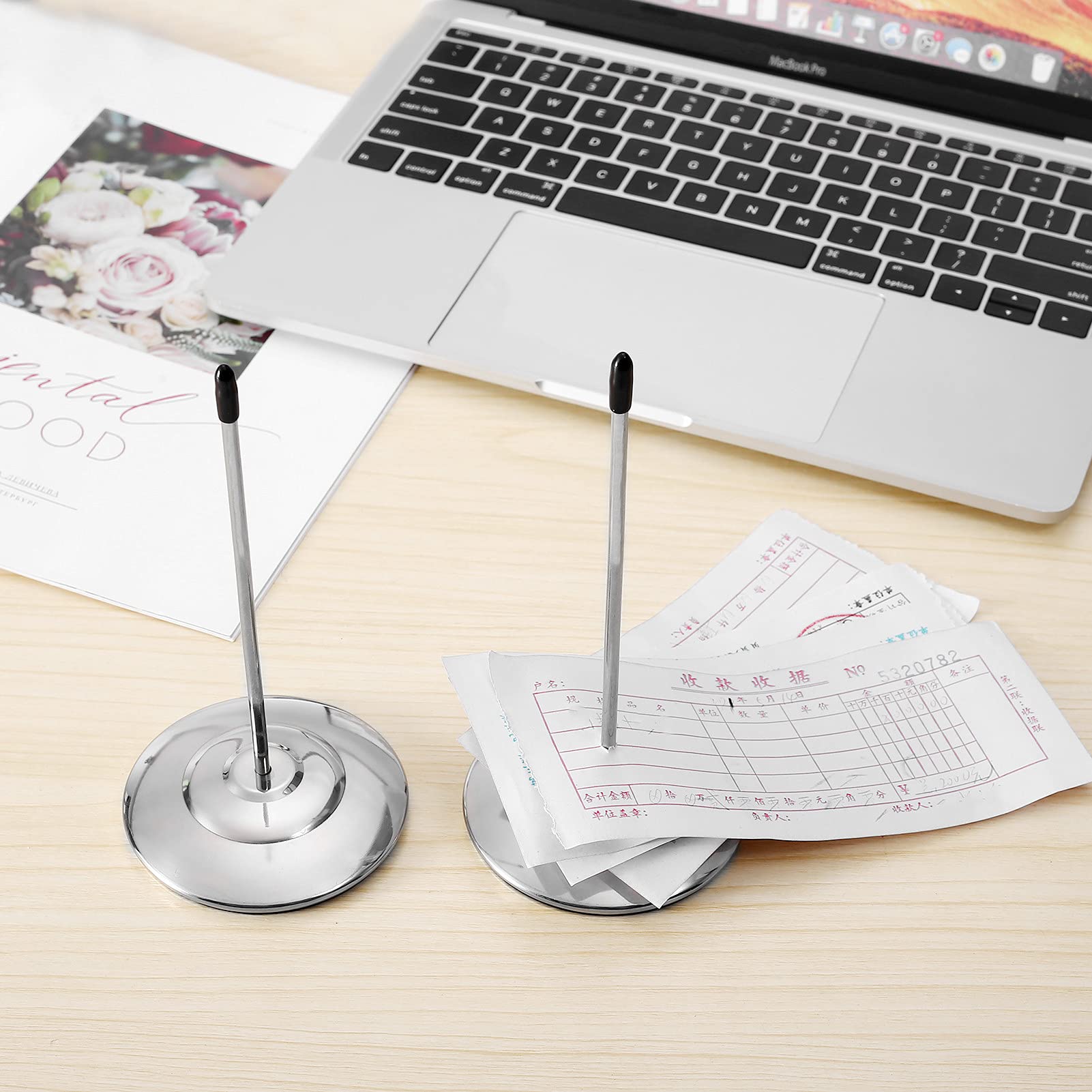 2PCS Bill Fork, Receipt Holder Spike, Stainless Steel Silver Restaurant Receipt Holder, Paper Memo Holder Check Spindle