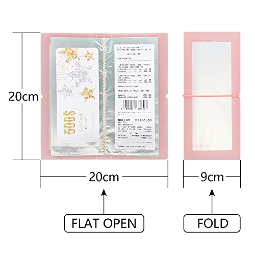 RIIEYOCA 2 Pcs Mini File Folder 30 Pockets,Plastic Wallet for Cards,Coupons,Receipt,Tax Item, Storage File Manager with Color Labels (Pink+Yellow)