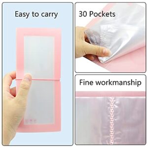 RIIEYOCA 2 Pcs Mini File Folder 30 Pockets,Plastic Wallet for Cards,Coupons,Receipt,Tax Item, Storage File Manager with Color Labels (Pink+Yellow)