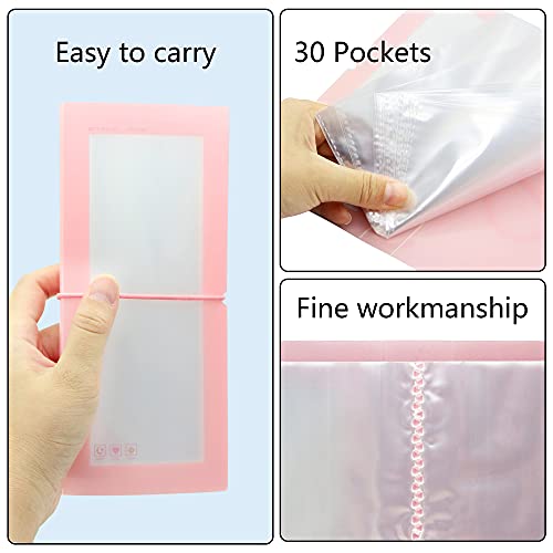 RIIEYOCA 2 Pcs Mini File Folder 30 Pockets,Plastic Wallet for Cards,Coupons,Receipt,Tax Item, Storage File Manager with Color Labels (Pink+Yellow)