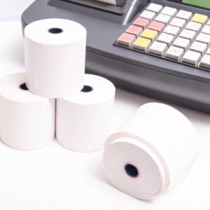 Pokanic 3" x 150' 1 Ply Bond White Paper Rolls Kitchen Receipt POS Cash Register Compatible with Clover Epson SNBC Star Sam4s Ellix Bixolon Impact Printers SP700 ERC30 34 38 TMU200 (10)