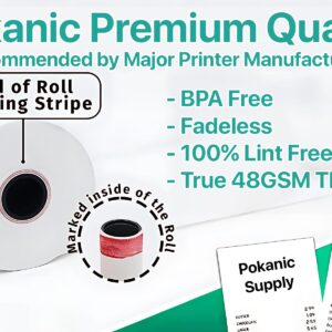 Pokanic 3" x 150' 1 Ply Bond White Paper Rolls Kitchen Receipt POS Cash Register Compatible with Clover Epson SNBC Star Sam4s Ellix Bixolon Impact Printers SP700 ERC30 34 38 TMU200 (10)