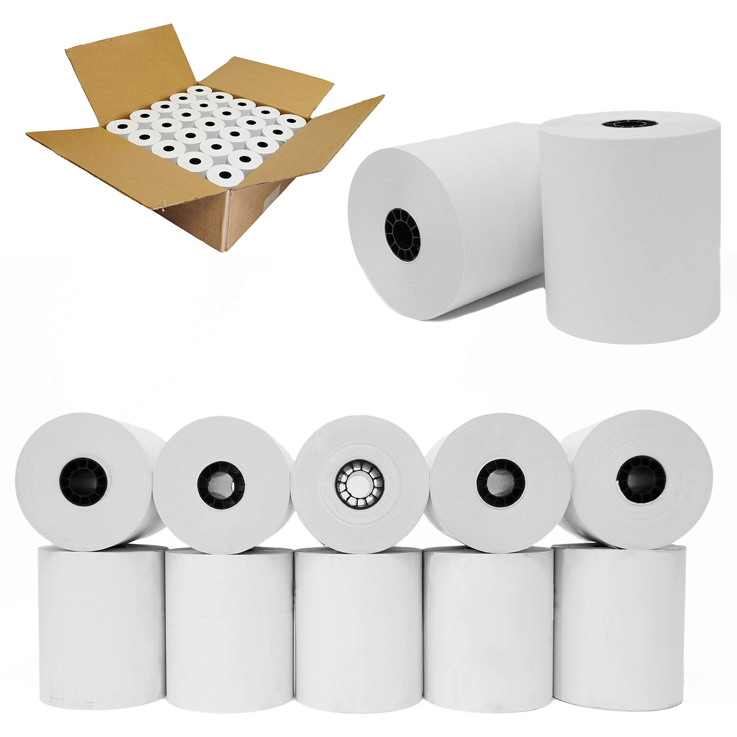 (50 Rolls) 3" x 165' 1-Ply Bond Receipt Paper POS Cash Register Paper | TMU200 SRP275 Star sp 700 Kitchen Printer Paper Rolls from Nayelish