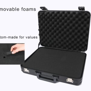 urecimy Large metal briefcase 18.1X13.8X6.1 Inch Aluminum Case Combination Lock Black Suitcase for Valuables UAV/Gun Cases Display Box Super Big Size with Sponge