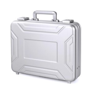 urecimy silver 18.1x13.8x4.5 inch diplomatic metal briefcase aluminum toolbox cash case 18 inch laptop briefcase hardsided