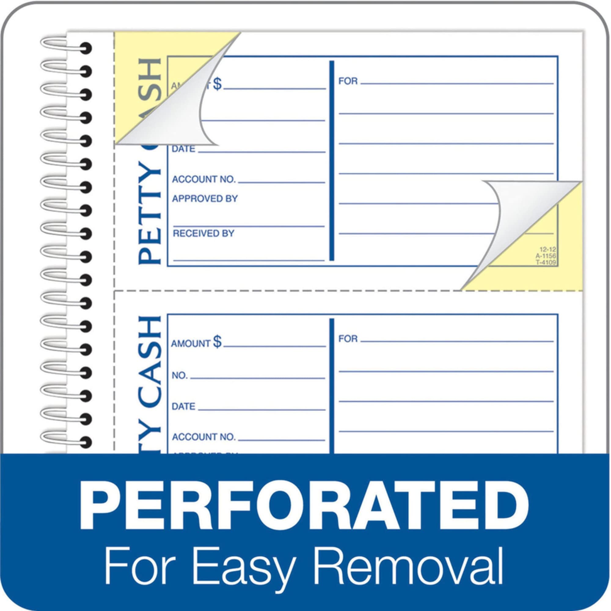 Adams Spiral Petty Cash Book, 2-Part, Carbonless, 4 Messages per Page, 200 Sets per Book (SC1156)