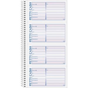 Adams Spiral Petty Cash Book, 2-Part, Carbonless, 4 Messages per Page, 200 Sets per Book (SC1156)