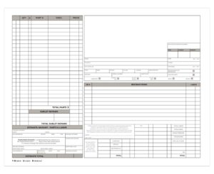 auto repair check 3-part carbonless invoice form pad / 50 carbon copy sets / 8.5" x 11" automotive vehicle mechanic purchase sales receipt book forms