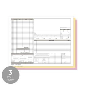 Auto Repair Check 3-Part Carbonless Invoice Form Pad / 50 Carbon Copy Sets / 8.5" x 11" Automotive Vehicle Mechanic Purchase Sales Receipt Book Forms