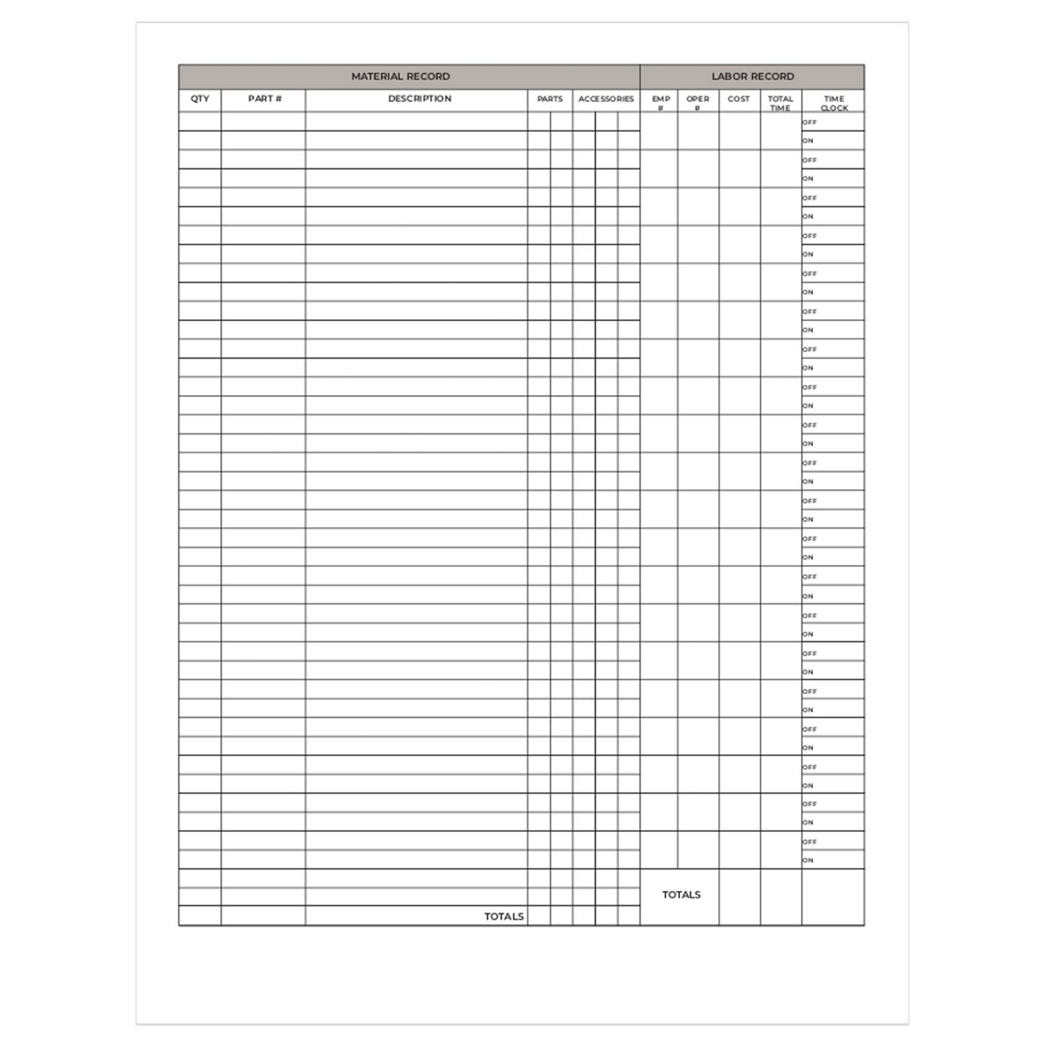 Auto Repair Check 3-Part Carbonless Invoice Form Pad / 50 Carbon Copy Sets / 8.5" x 11" Automotive Vehicle Mechanic Purchase Sales Receipt Book Forms