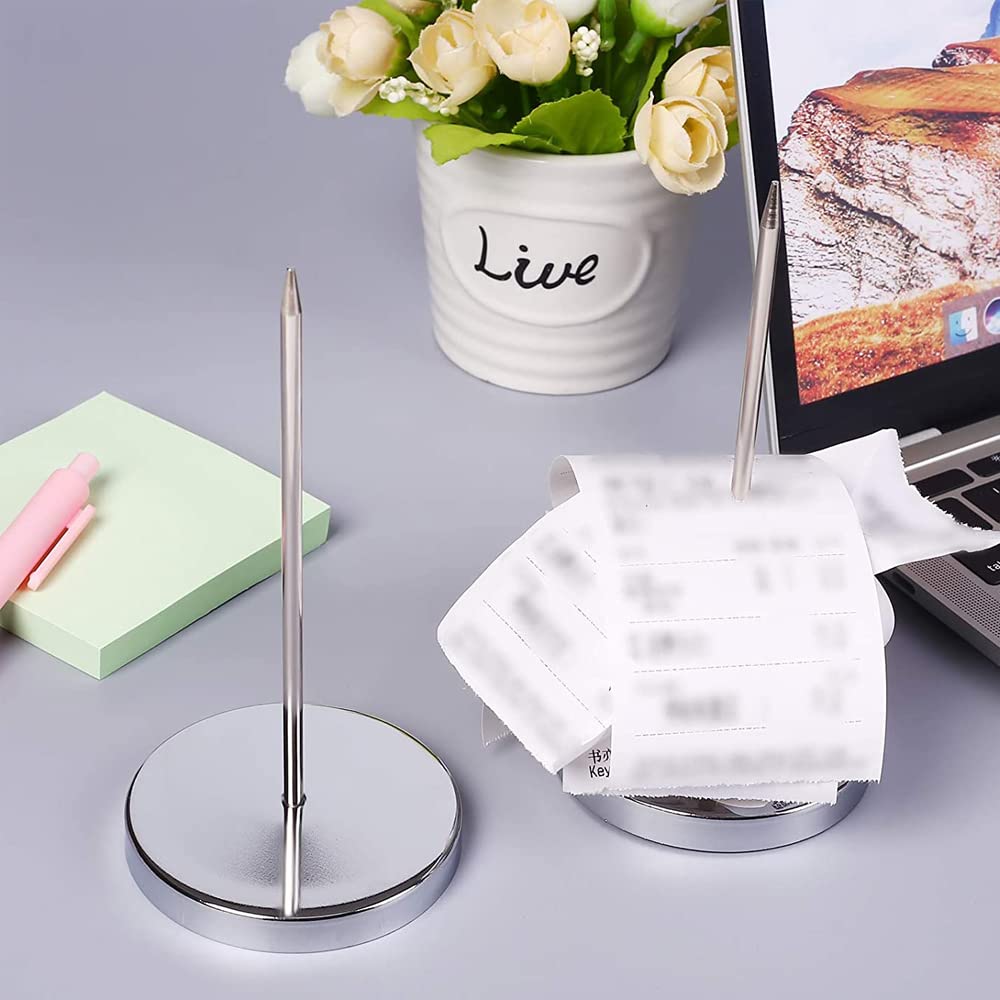 SGrace Receipt Holder Spike Bill Desk Straight Rod Paper Stick Receipts Check Fork Stainless Steel (4)