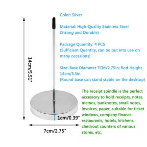 4 Pack Desk Receipt Holder Bill Fork, Receipt Spindle Receipt Holder Spike, Check Bill Holder, Stainless Steel Ticket Spike Check Spindle for Restaurant Supermarket Checkout Counter Accountant