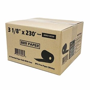 (32 Rolls) 3 1/8 x 230 Square POS Register Thermal Receipt Paper Rolls, TSP100, CT-S300, CT-S2000, M129B, M129C, M244A 109282 PMC05214 856348 Bpa Free - Nayelish