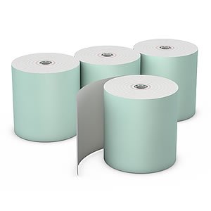 amercare 3 1/8 inches x 230 feet green thermal register rolls with 7/16 inch id core, 1 ply, case of 50