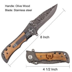 Fanfoobi Laser Engraved Pocket Knife with monogrammed B(from Alphabet 26 A-Z), Men Anniversary Present, Knife For Men