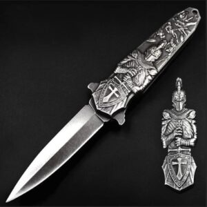 AULAKNIV Collection 3D Knight Engraved Folding Knife Pocket Survival EDC Tools Outdoor Tactical Hunting Knives