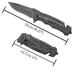 Corfara Black Engraved Pocket Knife for Men with Window Glass Breaker, Seat-belt Cutter, Gifts for Mens Anniversary , Husband Birthday Gift, Boyfriend Gifts for Him, I Love You Gift Personalized