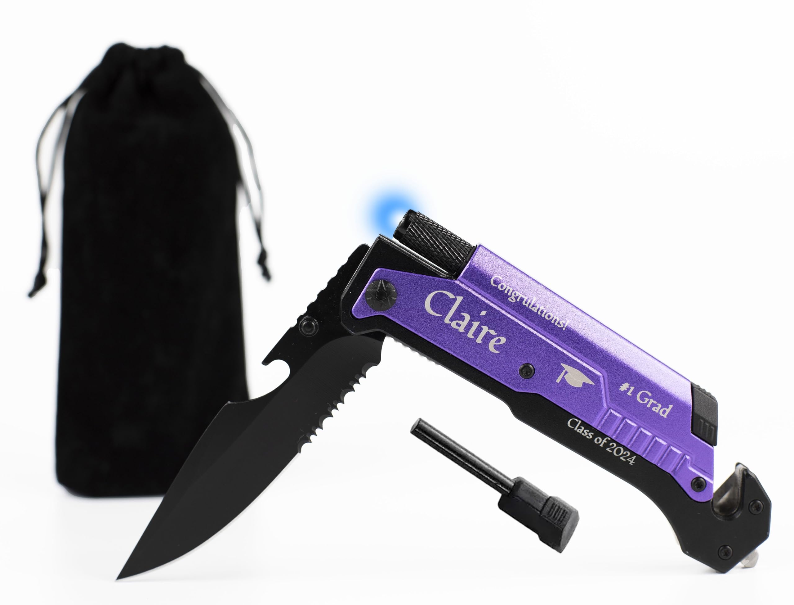 Home and Plan Personalized Engraved Pocket Knife Gift, Purple - Customized Pocket Knives Christmas Gifts for Men & Women with Velvet Pouch