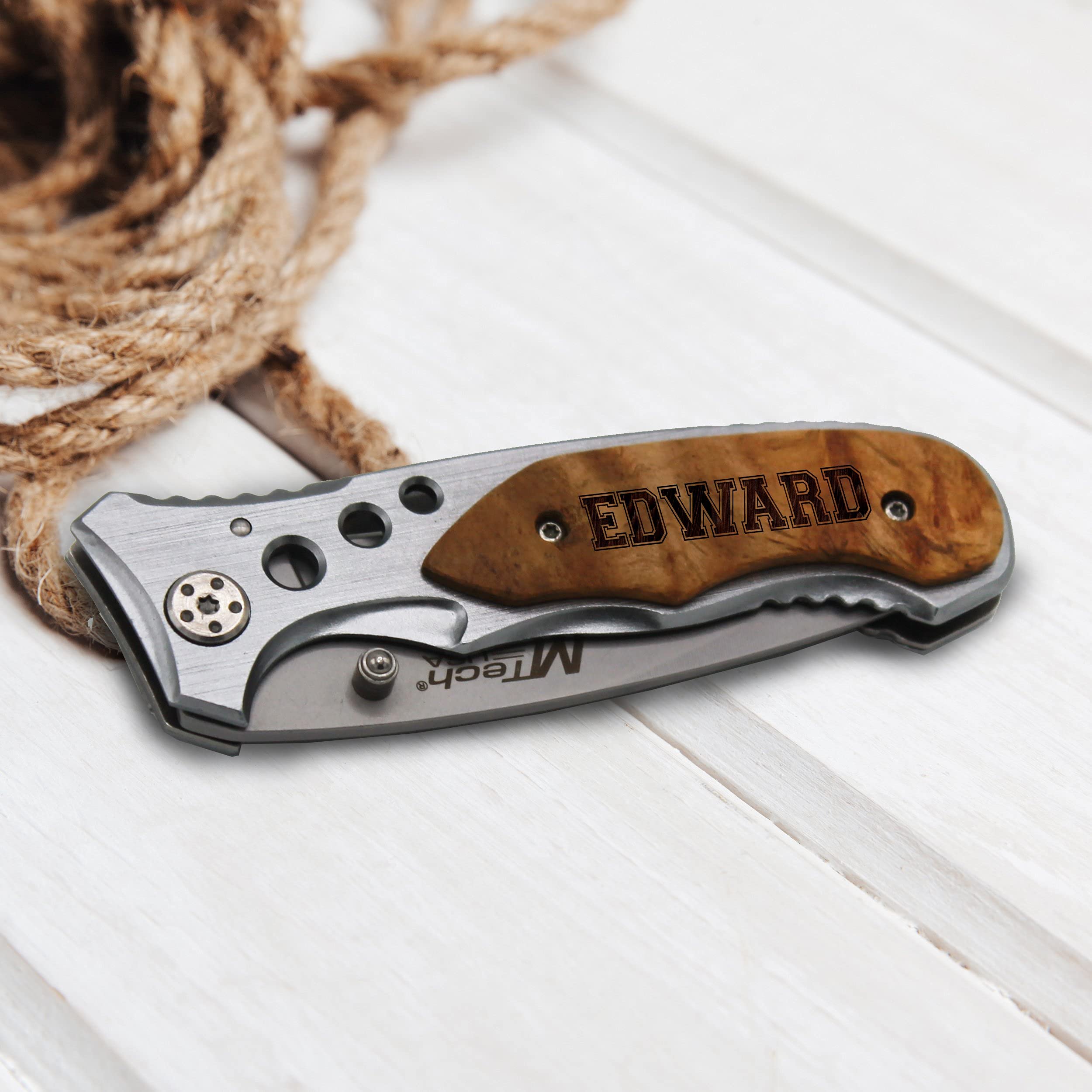 My Personal Memories Customized Pocket Folding Knife with Metal Blade with Engraving - Groomsmen Wedding Party Father's Day - Personalized Monogrammed Engraved (Custom Personalized 2 Lines)