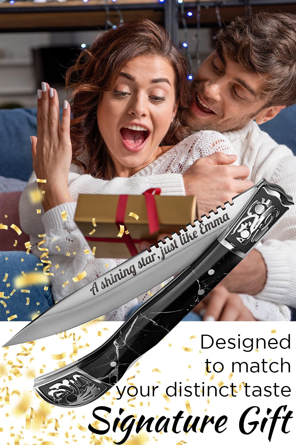 Personalized Pocket Knife - Ideal Father's & Mother's Day Gift - Custom Knives - Customized Gifts for Men - Unique Knife for Him & Her - Cool Engraved Present for Dad Husband Boyfriend - Best Gift for Birthday 806 PS 1