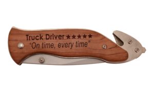 trucker gifts for men truck driver 5 out of 5 stars review on time every time laser engraved stainless steel folding survival knife