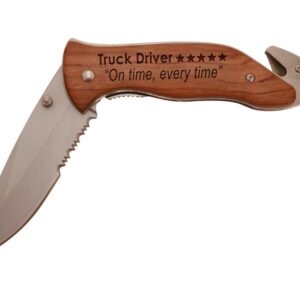 Trucker Gifts For Men Truck Driver 5 Out Of 5 Stars Review On Time Every Time Laser Engraved Stainless Steel Folding Survival Knife