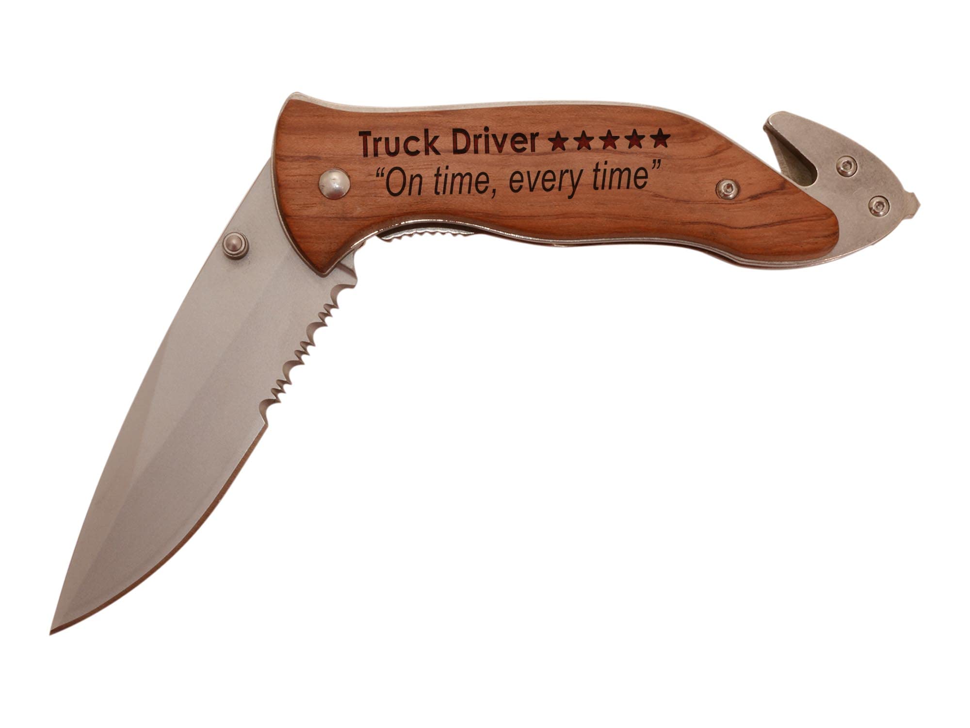 Trucker Gifts For Men Truck Driver 5 Out Of 5 Stars Review On Time Every Time Laser Engraved Stainless Steel Folding Survival Knife