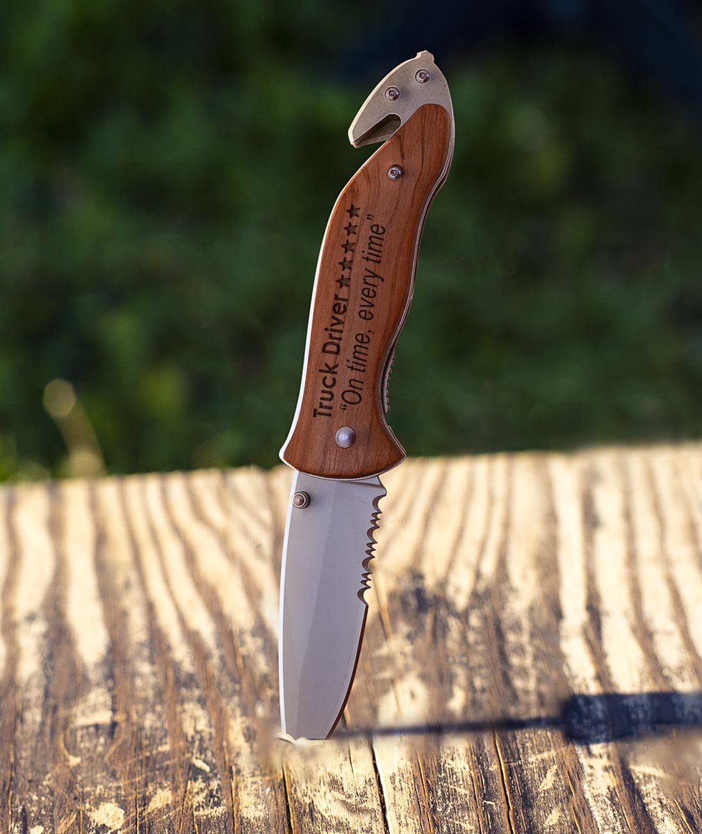 Trucker Gifts For Men Truck Driver 5 Out Of 5 Stars Review On Time Every Time Laser Engraved Stainless Steel Folding Survival Knife