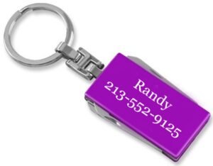 gifts infinity® personalized 5 in 1 multi-function pocket knife keychain - free laser engraving (mt-1, purple)