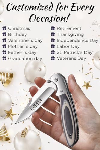 Grand Way Customized pocket Knife – Customized Gifts – Men’s Unique Knife for Him – Best Custom Knives – Cool Engraved Present for Husband Boyfriend – Gift for Birthday 04003 PS