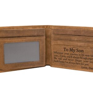 K KENON Mom Son Wallet - Engraved Leather Men Wallet-The Perfect Personalized Son Gift From Mom And Dad (Wallets-For Son From Dad)