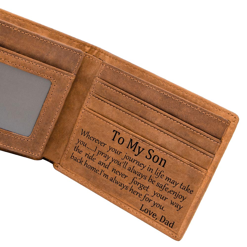 K KENON Mom Son Wallet - Engraved Leather Men Wallet-The Perfect Personalized Son Gift From Mom And Dad (Wallets-For Son From Dad)