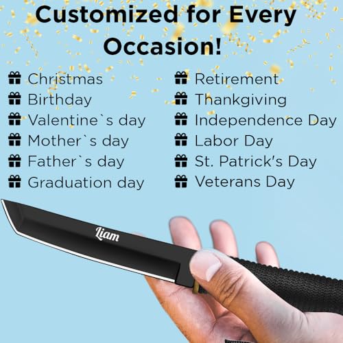 Personalized Gift for Men - Customized Tanto Knife Engraved Gifts for Dad Husband - Custom Fixed Blade Knives - Gift Idea for Birthday Christmas Valentine's Day Anniversary Stocking Stuffers 2307 PS