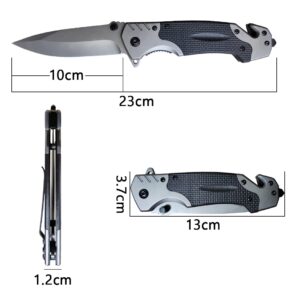 IOCBYHZ Pocket Knife, Stainless Steel Tactical Folding Knife, Outdoor Survival Folding Pocket Knife/Rescue Knife 4'' Blade with Liner Lock Pocketclip, Ideal for Hiking Camping Hunting Fishing EDC