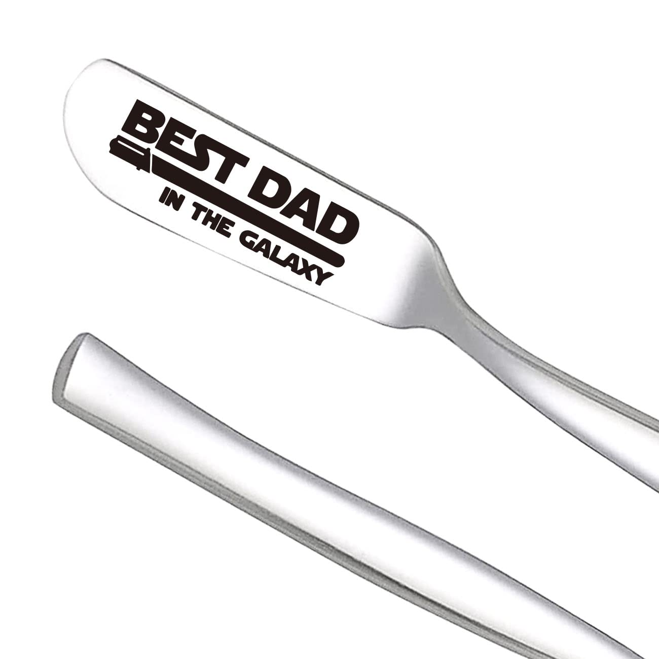 Best Dad In The Galaxy Funny Butter Knife, Engraved Stainless Steel Peanut Butter Spreader Cream Cheese Knives, Novelty Anniversary Christmas Gifts for Sandwich Bread Toast Butter Lover