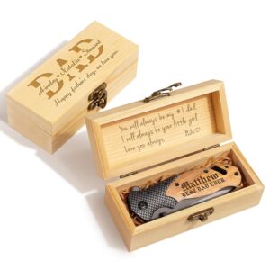 fanfoobi personalized gifts for dad - custom pocket knife with box engraved knives, fathers day presents to dad from daughter son, dad gift for birthday christmas thanksgiving day (various designs)